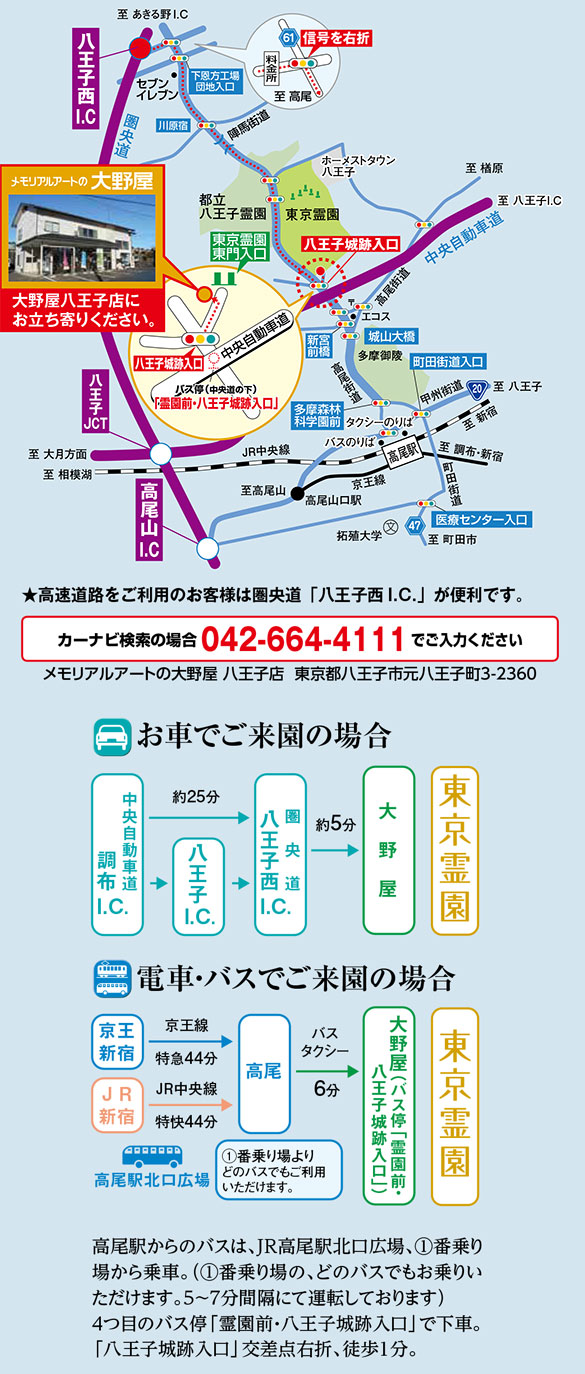 東京霊園のアクセスマップ２ 